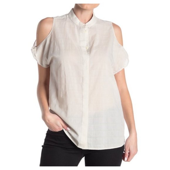 ALLSAINTS Cold Shoulder Elsa Shirt Beige NWT M - Picture 1 of 6